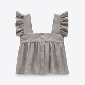 Zara Grey Ruffled Blouse
